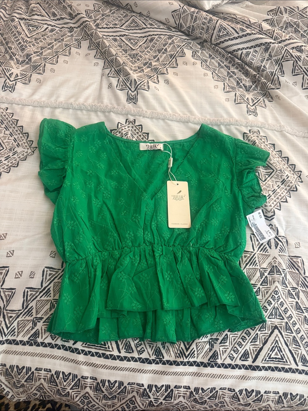 Girls' Green Ruffle Peplum Top by Julika